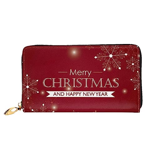 DEHIWI Happy New Year Leder Reißverschluss um Brieftasche Frauen Clutch Geldbörse Reise Kartenhalter Tasche Geschenk, Schwarz , Einheitsgröße von DEHIWI