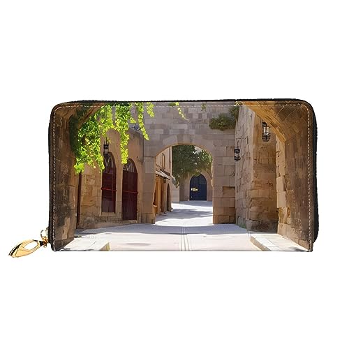 DEHIWI Italienische Straße Leder Reißverschluss um Brieftasche Frauen Clutch Geldbörse Reise Kartenhalter Tasche Geschenk, Schwarz , Einheitsgröße von DEHIWI