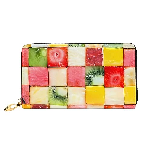 DEHIWI Kiwi Wassermelone Leder Reißverschluss um Brieftasche Frauen Clutch Geldbörse Reise Kartenhalter Tasche Geschenk, Schwarz , Einheitsgröße von DEHIWI