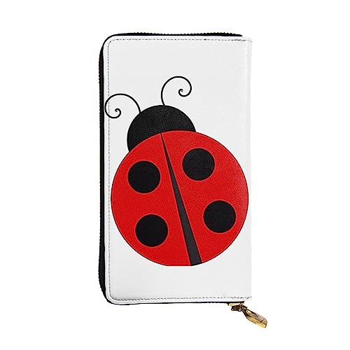 DEHIWI Ladybug Damen-Clutch, Leder, lang, mit Reißverschluss, Reise-Geldbörse, Kreditkartenetui, Schwarz , Einheitsgröße von DEHIWI