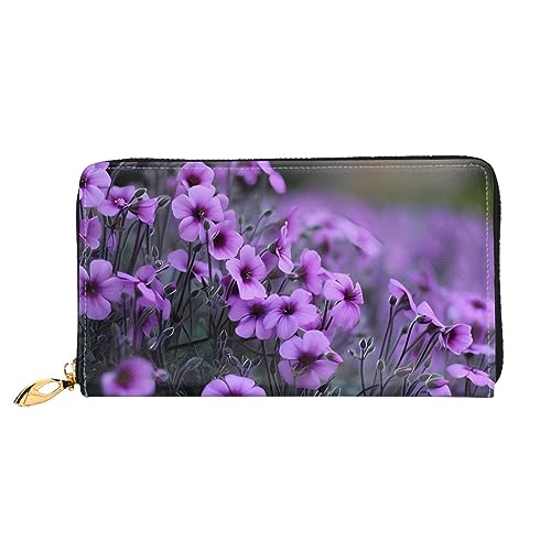 DEHIWI Lavendel Bouquet Leder Reißverschluss um Brieftasche Frauen Clutch Geldbörse Reise Kartenhalter Tasche Geschenk, Schwarz , Einheitsgröße von DEHIWI