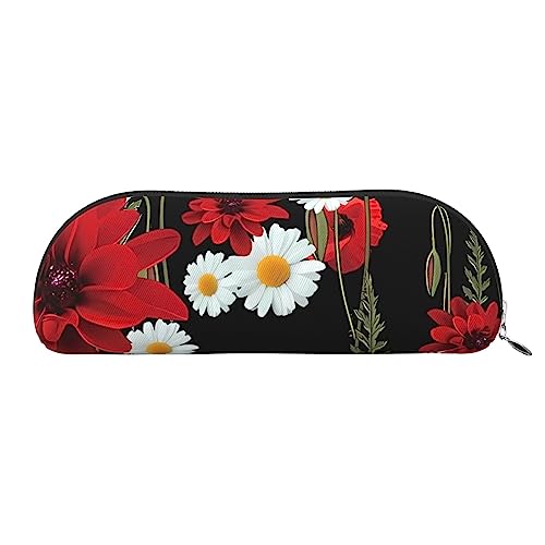 DEHIWI Leder Federmäppchen Wasserdicht Niedlich Bleistift Taschen Bleistift Box Organizer Reise Kosmetik Make-up Tasche Mit Reißverschluss Für Frauen Männer, Rot/Weiß, Einheitsgröße, Reisen von DEHIWI