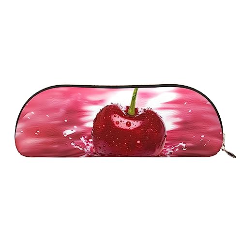 DEHIWI Leder Federmäppchen Wasserdicht Niedlich Bleistift Taschen Bleistift Box Organizer Reise Kosmetik Make-up Tasche Mit Reißverschluss Für Frauen Männer, rot, Einheitsgröße, Reisen von DEHIWI