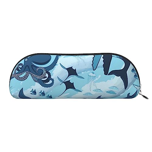 DEHIWI Leder Federmäppchen Wasserdicht Niedlich Bleistift Taschen Bleistift Box Organizer Reise Kosmetik Make-up Tasche Mit Reißverschluss Für Frauen Männer, silber, Einheitsgröße, Reisen von DEHIWI