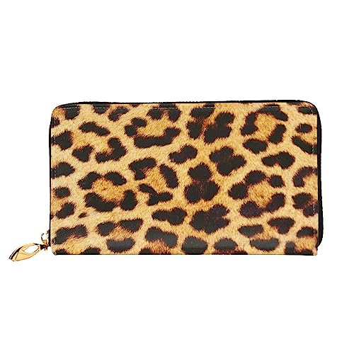 DEHIWI Leopard Haut Muster Leder Reißverschluss Rund Brieftasche Frauen Clutch Geldbörse Reise Kartenhalter Tasche Geschenk, Schwarz , Einheitsgröße von DEHIWI