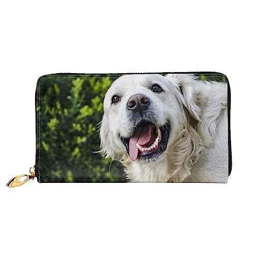 DEHIWI Lustige Golden Retriever Leder Reißverschluss um Brieftasche Frauen Clutch Geldbörse Reise Kartenhalter Tasche Geschenk, Schwarz , Einheitsgröße von DEHIWI