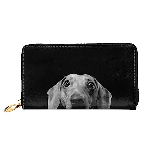 DEHIWI Lustige Hund Leder Reißverschluss um Brieftasche Frauen Clutch Geldbörse Reise Kartenhalter Tasche Geschenk, Schwarz , Einheitsgröße von DEHIWI