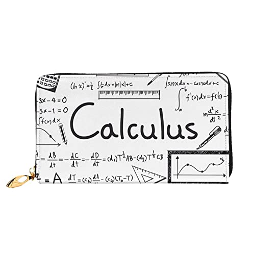 DEHIWI Math Geek Calculus Damen-Geldbörse, Leder, lang, Reißverschluss, Clutch, Reise-Geldbörse, Kreditkartenetui, Schwarz , Einheitsgröße von DEHIWI