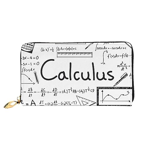 DEHIWI Mathe Geometrie Geek Calculus Leder Reißverschluss Rund Brieftasche Frauen Clutch Geldbörse Reise Kartenhalter Tasche Geschenk, Schwarz , Einheitsgröße von DEHIWI