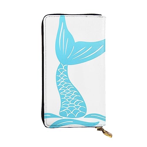 DEHIWI Mermaid Tail Damen-Geldbörse, Leder, lang, mit Reißverschluss, Clutch, Reise-Geldbörse, Kreditkartenetui, Schwarz , Einheitsgröße von DEHIWI