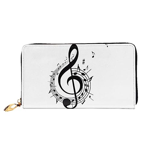 DEHIWI Music Damen-Clutch, Leder, lang, mit Reißverschluss, Reise-Geldbörse, Kreditkartenetui, Schwarz , Einheitsgröße von DEHIWI