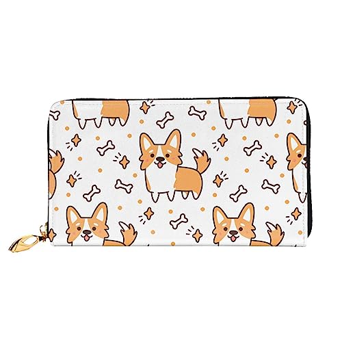 DEHIWI Nette Corgi Leder Reißverschluss um Brieftasche Frauen Clutch Geldbörse Reise Karte Halter Tasche Geschenk, Schwarz , Einheitsgröße von DEHIWI