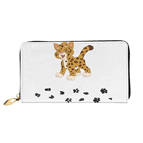 DEHIWI Niedliche Baby-Jaguar-Geldbörse aus Leder mit Reißverschluss für Damen, Clutch, Reisekartenhalter, Geschenk, Schwarz , Einheitsgröße von DEHIWI