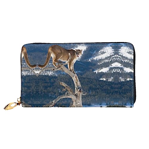 DEHIWI Panther Mountain Lion Leder Reißverschluss um Brieftasche Frauen Clutch Geldbörse Reise Kartenhalter Tasche Geschenk, Schwarz , Einheitsgröße von DEHIWI