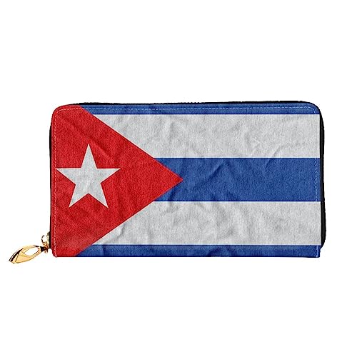 DEHIWI Puerto Rico Flagge Leder Reißverschluss um Brieftasche Frauen Clutch Geldbörse Reise Kartenhalter Tasche Geschenk, Schwarz , Einheitsgröße von DEHIWI