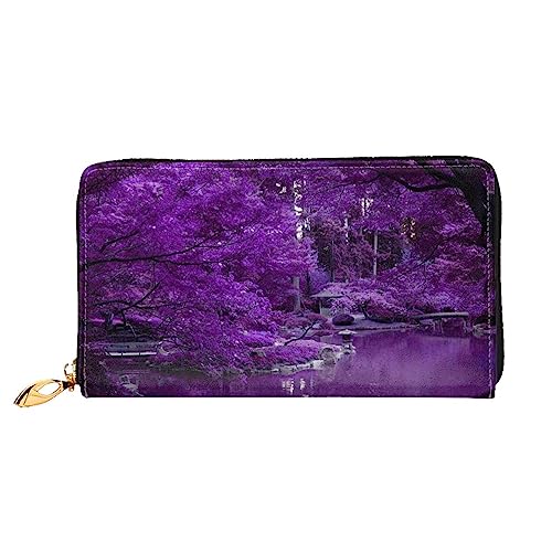 DEHIWI Purple World Damen Clutch-Geldbörse aus Leder mit Reißverschluss und Kartenhalter, Schwarz , Einheitsgröße von DEHIWI