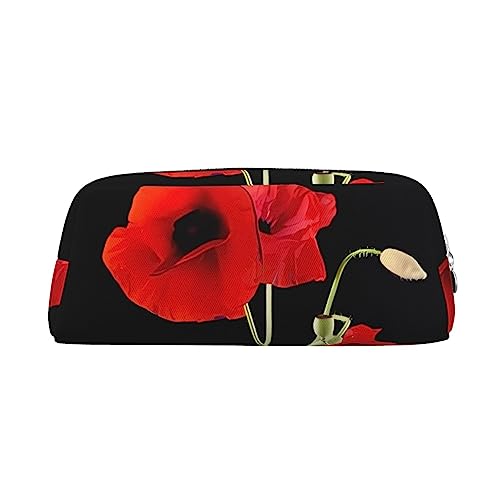 DEHIWI Rote Blume Bleistift Stift Fall Wasserdicht Niedlich Leder Bleistift Tasche Reise Kosmetik Make-up Tasche Organizer Stifthalter Für Büro Make-up, rot, Einheitsgröße, Reisen von DEHIWI