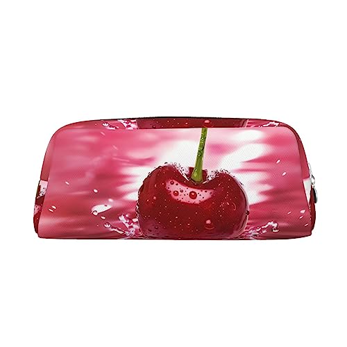 DEHIWI Rote Kirschen Bleistift Stift Fall Wasserdicht Nette Leder Bleistift Tasche Reise Kosmetik Make-up Tasche Organizer Stifthalter Für Büro Make-up, rot, Einheitsgröße, Reisen von DEHIWI