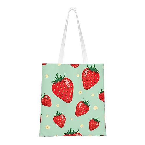DEHIWI Schöne Erdbeer-Tragetasche für Frauen, Schulterhandtaschen, große Kapazität, Einkaufstasche für Arbeit, Schule, Uni, Reisen, Einkaufen, Schwarz , Einheitsgröße von DEHIWI