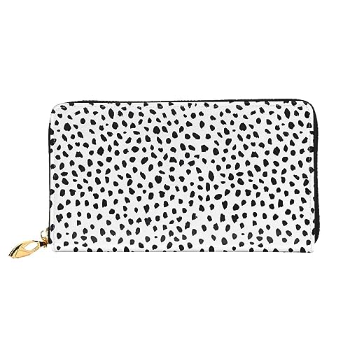 DEHIWI Schwarz Dot Leder Reißverschluss um Brieftasche Frauen Clutch Geldbörse Reise Karte Halter Tasche Geschenk, Schwarz , Einheitsgröße von DEHIWI