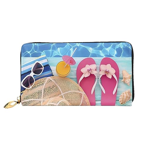 DEHIWI Sommerferien Leder Reißverschluss um Brieftasche Frauen Clutch Geldbörse Reise Kartenhalter Tasche Geschenk, Schwarz , Einheitsgröße von DEHIWI