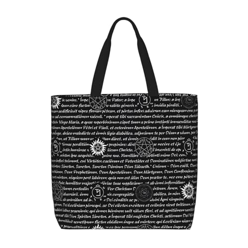 DEHIWI Supernatural Inspiration Tote Bag Für Frauen Wasserdichte Lässige Umhängetasche Mit Reißverschluss Einkaufen Handtaschen Für Büro Einkaufen Reisen, Schwarz , Einheitsgröße von DEHIWI