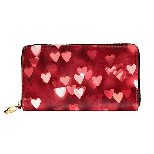 DEHIWI Valentinstag Liebe Herz Leder Reißverschluss um Brieftasche Frauen Clutch Geldbörse Reise Kartenhalter Tasche Geschenk, Schwarz , Einheitsgröße von DEHIWI