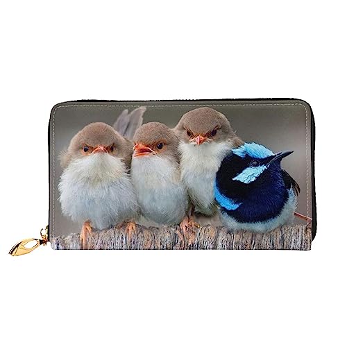 DEHIWI Vier Vögel Leder Reißverschluss um Brieftasche Frauen Clutch Geldbörse Reise Kartenhalter Tasche Geschenk, Schwarz , Einheitsgröße von DEHIWI