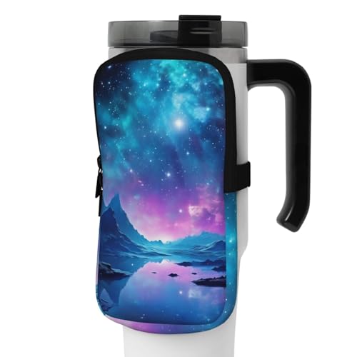 DEHIWI Wasserflaschen-Tasche Cool Star River Wasserdichter Trinkbecher mit Reißverschlussfach Gym Wasserflasche Tasche Zubehör für Männer Frauen, Schwarz , M von DEHIWI