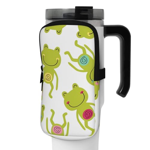 DEHIWI Wasserflaschen-Tasche mit Cartoon-Frosch, wasserdicht, mit Reißverschlussfach, für Fitnessstudio, Wasserflasche, Zubehör für Männer und Frauen, Schwarz , S von DEHIWI