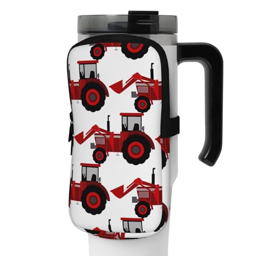 DEHIWI Wasserflaschen-Tasche mit Cartoon-Traktor, wasserdicht, mit Reißverschlussfach, für Fitnessstudio, Wasserflasche, Zubehör für Männer und Frauen, Schwarz , S von DEHIWI