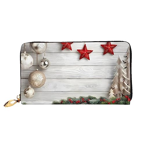 DEHIWI Weihnachtsbaum und Glocken Leder Reißverschluss um Brieftasche Frauen Clutch Geldbörse Reise Kartenhalter Tasche Geschenk, Schwarz , Einheitsgröße von DEHIWI