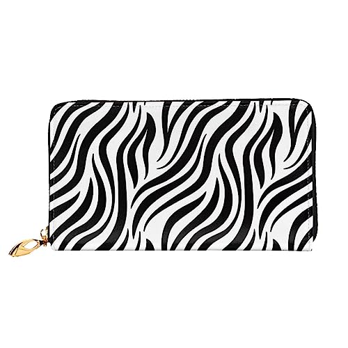 DEHIWI Zebra Print Leder Reißverschluss um Brieftasche Frauen Clutch Geldbörse Reise Karte Halter Tasche Geschenk, Schwarz , Einheitsgröße von DEHIWI