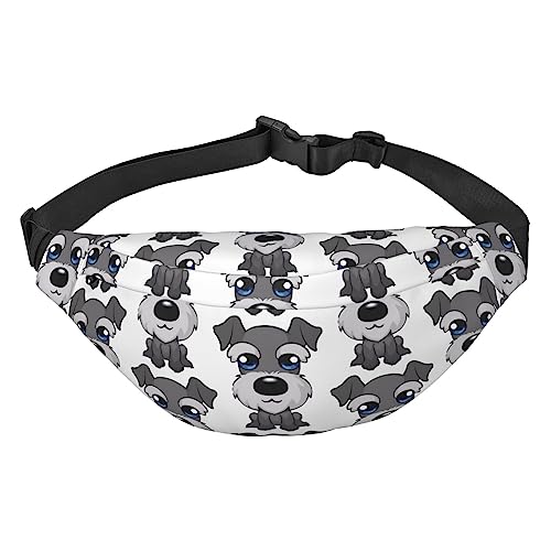 Entzückende Schnauzer-Bauchtasche für Damen und Herren, leicht, verstellbar, Umhängetasche, Reisegürteltasche für Workout, Laufen, Schwarz , Einheitsgröße von DEHIWI