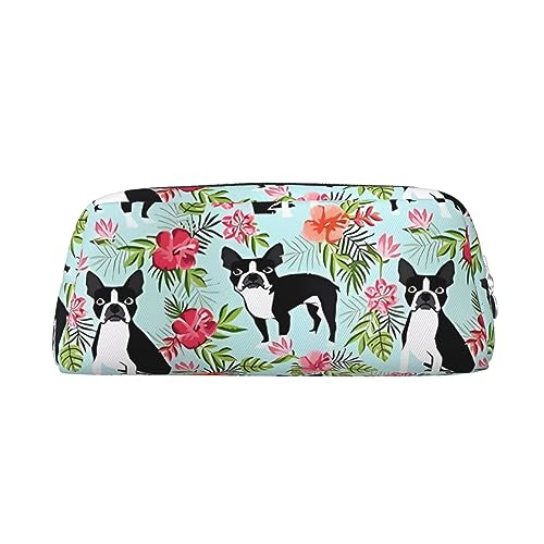 Federmäppchen Hund Stifttasche Wasserdicht Niedlich Leder Bleistift Tasche Reise Kosmetik Make-up Tasche Organizer Stifthalter für Büro Make-up, silber, Einheitsgröße, Taschen-Organizer von DEHIWI