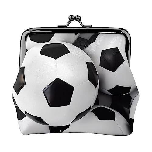 Fußball Damen Geldbörse Schnalle Münzbörsen Kiss-Lock Kleingeldbeutel Geschenk für Frauen Mädchen, Schwarz , Einheitsgröße, modisch von DEHIWI