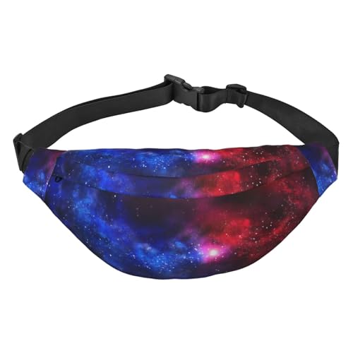 Galaxy Bauchtasche für Damen und Herren, leicht, verstellbar, Umhängetasche, Reise-Gürteltasche für Workout, Laufen, Rot / Blau, Schwarz , Einheitsgröße von DEHIWI