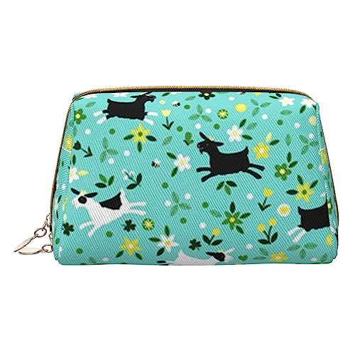 Goat Frolic Make-up-Tasche, große Kapazität, Reise-Kosmetiktasche, PU-Leder, Make-up-Organizer-Tasche für Frauen, weiß, Einheitsgröße von DEHIWI