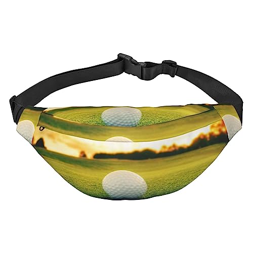 Golfplatz-Fanny-Packs für Damen und Herren, leicht, verstellbar, Umhängetasche, Reise-Gürteltasche für Workout, Laufen, Schwarz , Einheitsgröße von DEHIWI