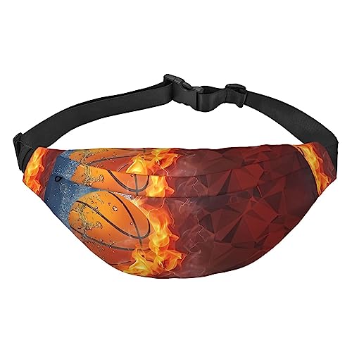 Gürteltasche mit Basketball-Flammen und Wassertropfen, für Damen und Herren, leicht, verstellbar, Umhängetasche, Reisegürteltasche für Workout, Laufen, Schwarz , Einheitsgröße von DEHIWI