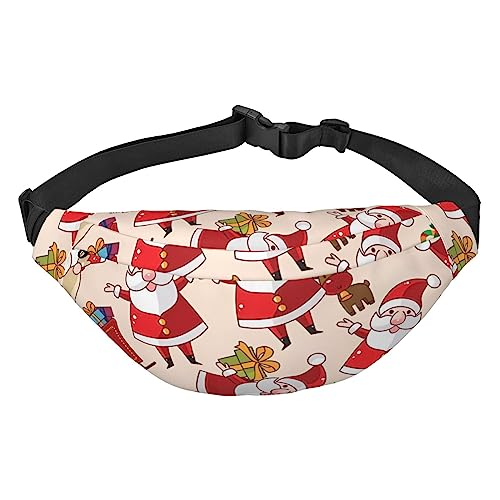 Gürteltasche mit Weihnachtsmotiv, Weihnachtsmann-Design, für Damen und Herren, leicht, verstellbar, für Reisen, für Workout, Laufen, Schwarz , Einheitsgröße von DEHIWI