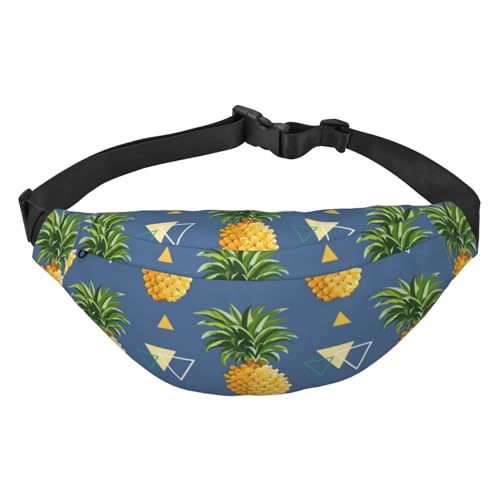 Gürteltasche mit goldfarbenem Ananas-Hintergrund für Damen und Herren, leicht, verstellbar, Umhängetasche, Reise-Gürteltasche für Workout, Laufen, Schwarz , Einheitsgröße von DEHIWI