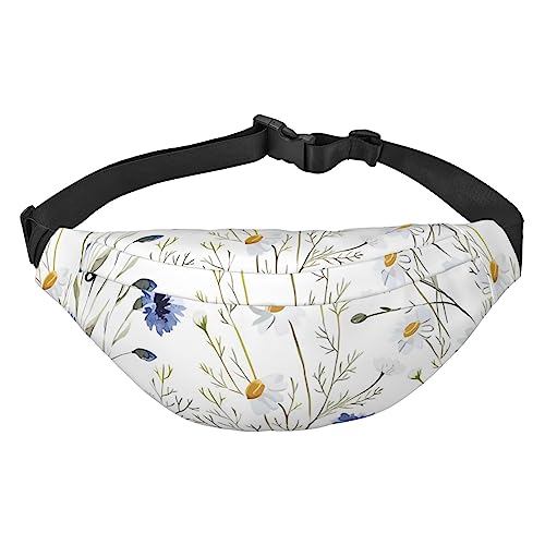 Handgezeichnete Gürteltasche mit Blumenmotiv für Damen und Herren, leicht, verstellbar, Umhängetasche, Reisegürteltasche für Workout, Laufen, Schwarz , Einheitsgröße von DEHIWI