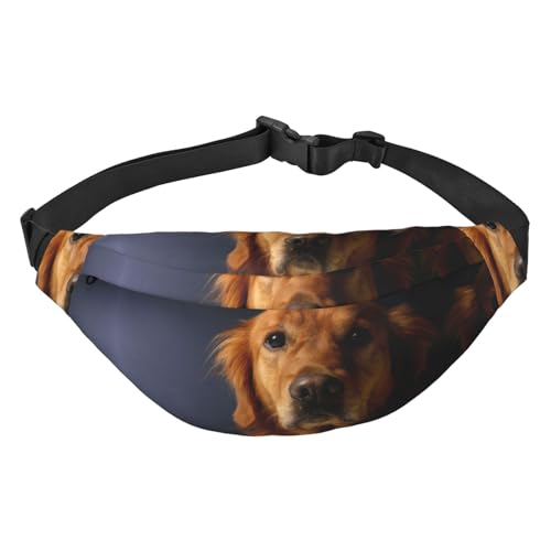 Handsome Golden Retriever Hübsche Bauchtasche für Damen und Herren, leicht, verstellbar, Umhängetasche, Reise-Gürteltasche für Workout, Laufen, Schwarz , Einheitsgröße von DEHIWI