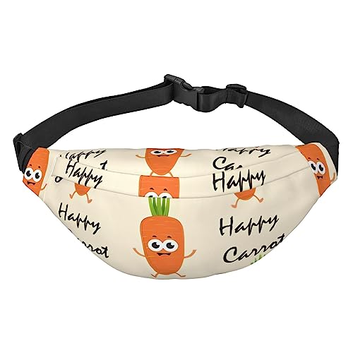 Happy Carrot Bauchtaschen für Damen und Herren, leicht, verstellbar, Umhängetasche, Reisegürteltasche für Workout, Laufen, Schwarz , Einheitsgröße von DEHIWI