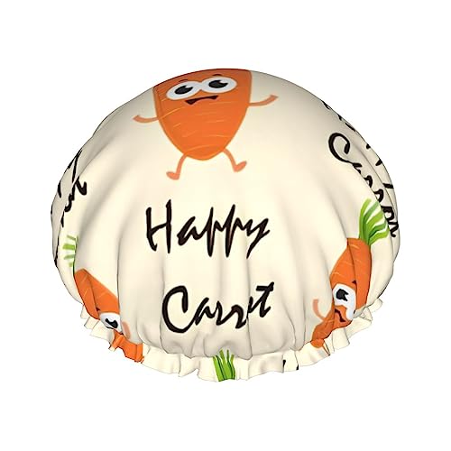 Happy Carrot Duschhaube, wiederverwendbar, wasserdicht, Badekappe, Schönheitssalon, Spa, Kappen für Frauen, Mädchen, alle Haare von DEHIWI