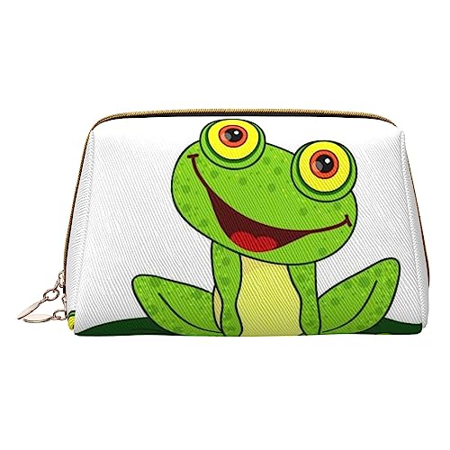 Happy Frog Make-up-Tasche, großes Fassungsvermögen, Reise-Kosmetiktasche, PU-Leder, Make-up-Organizer-Tasche für Damen, weiß, Einheitsgröße von DEHIWI