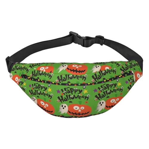 Happy Halloween Bauchtasche für Damen und Herren, leicht, verstellbar, Umhängetasche, Reise-Gürteltasche für Workout, Laufen, Schwarz , Einheitsgröße von DEHIWI