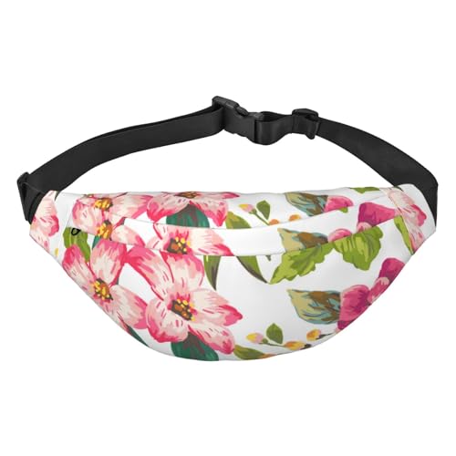 Hibiskusblumen-Gürteltasche für Damen und Herren, leicht, verstellbar, Umhängetasche, Reise-Gürteltasche für Workout, Laufen, Schwarz , Einheitsgröße von DEHIWI