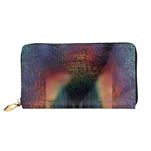 Holographic Dreams Damen-Clutch, Leder, lang, mit Reißverschluss, Reise-Geldbörse, Kreditkartenetui, Schwarz , Einheitsgröße von DEHIWI